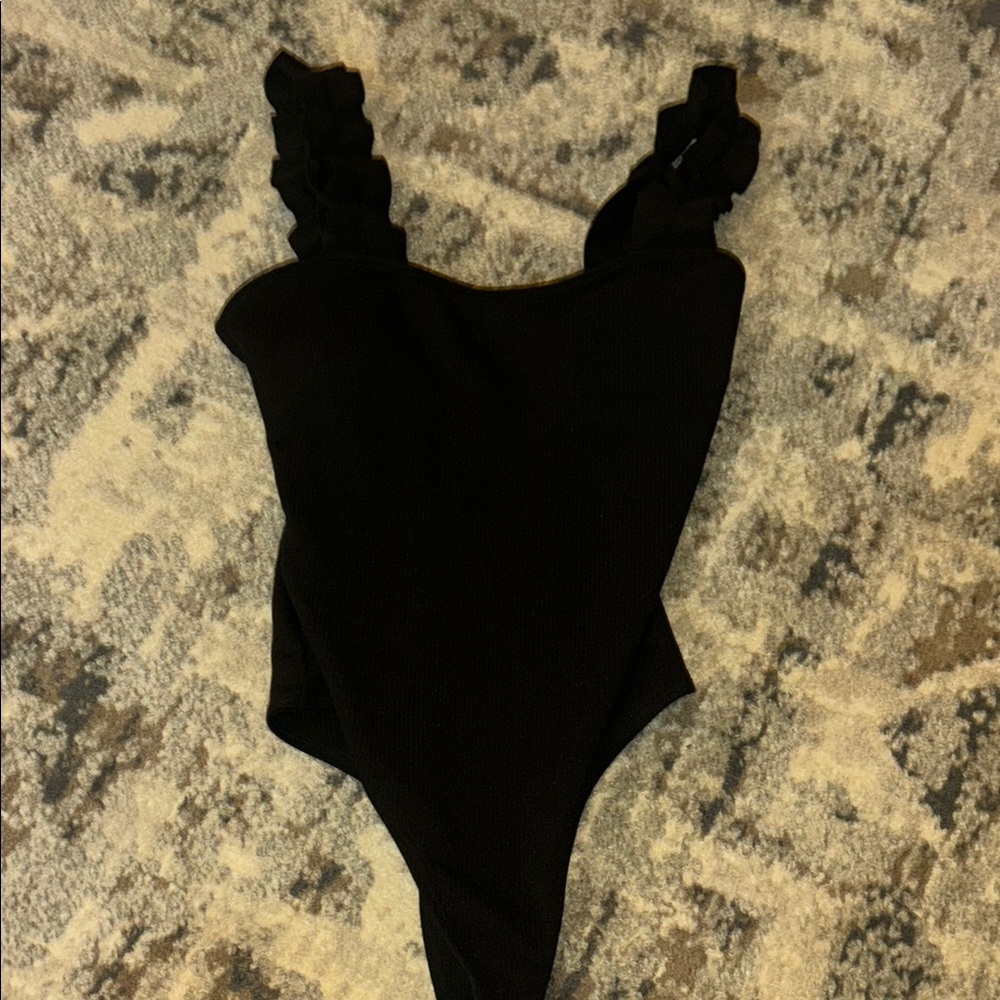 Black Ruffled Kids One Piece